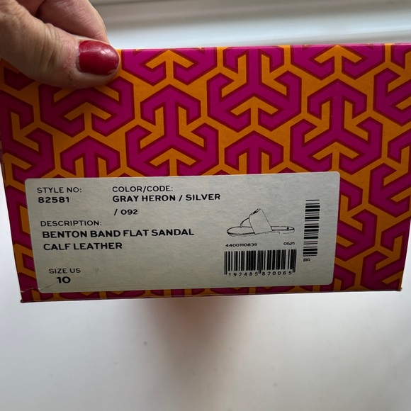 Tory Burch Taupe Sandals with Silver Logo - Picture 4 of 4